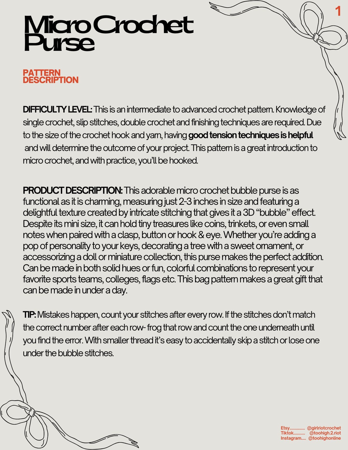 Micro Crochet Purse Pattern